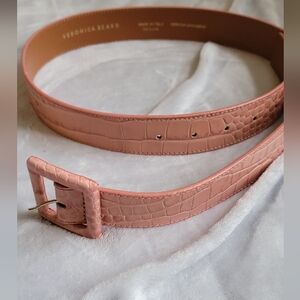 Veronica Beard Brown Leather Croc Belt Medium New